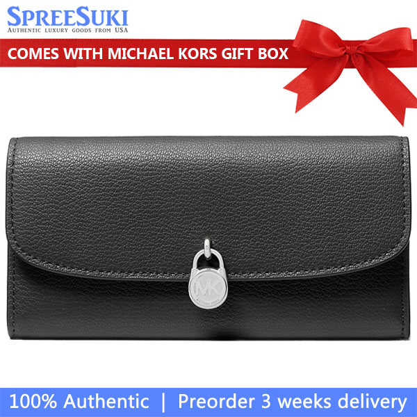 Michael Kors Hamilton Large Leather Continental Wallet Black # 35S5SHME9L