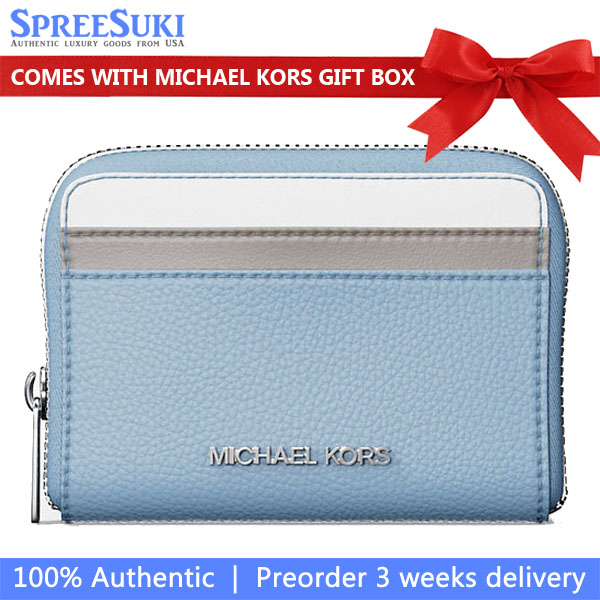 Michael Kors Jet Set Travenuel Medium Color-Block Wallet Lt Sky Mlt # 35S4STVD6L