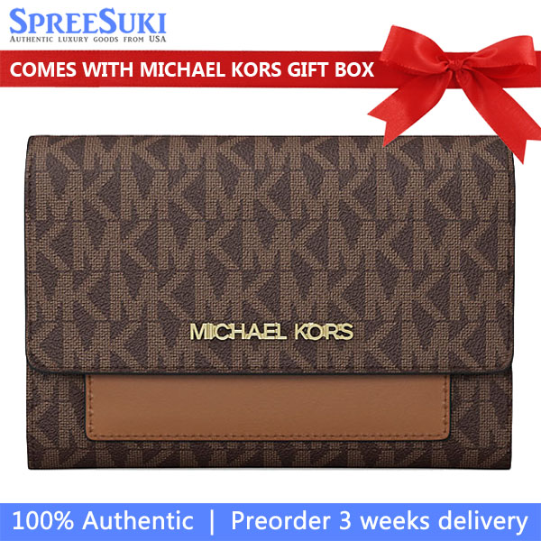 Michael Kors Jet Set Medium Signature Logo 2-In-1 Wallet Brown # 35T5GJ6Z2B