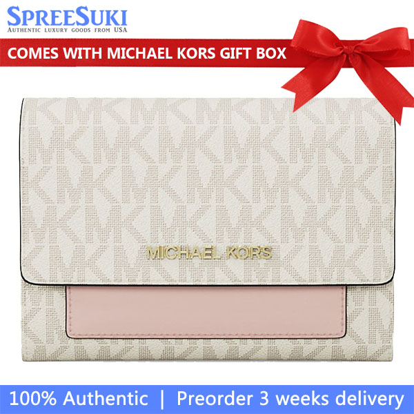 Michael Kors Jet Set Medium Signature Logo 2-In-1 Wallet Pwd Blsh Mlt # 35T5GJ6Z2B