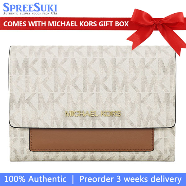 Michael Kors Jet Set Medium Signature Logo 2-In-1 Wallet Vanilla # 35T5GJ6Z2B