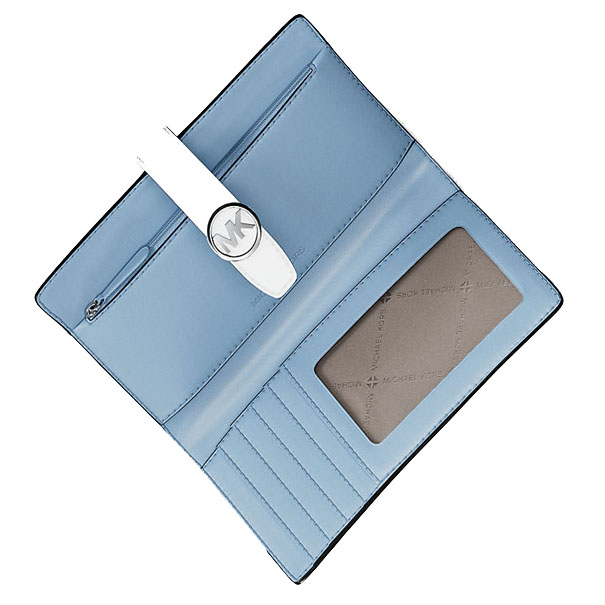 Michael Kors Greenwich Medium Signature Logo Wallet Lt Sky Mlt # 35S5SGRF8Y