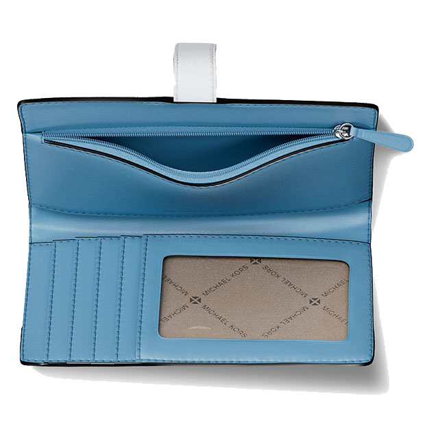 Michael Kors Greenwich Medium Signature Logo Wallet Lt Sky Mlt # 35S5SGRF8Y