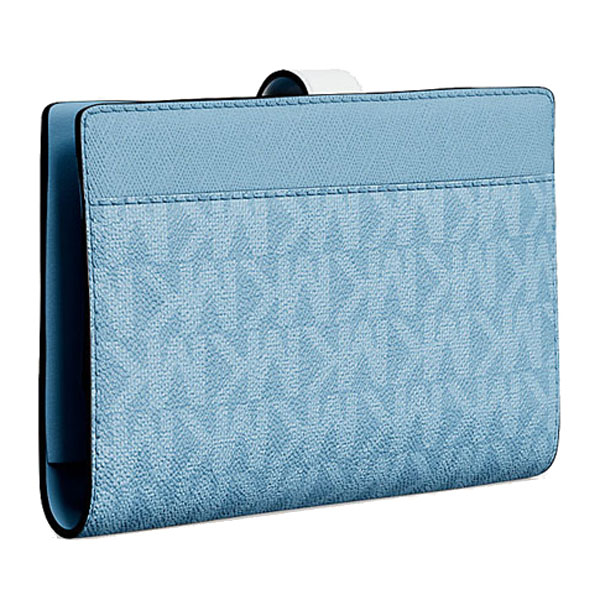 Michael Kors Greenwich Medium Signature Logo Wallet Lt Sky Mlt # 35S5SGRF8Y