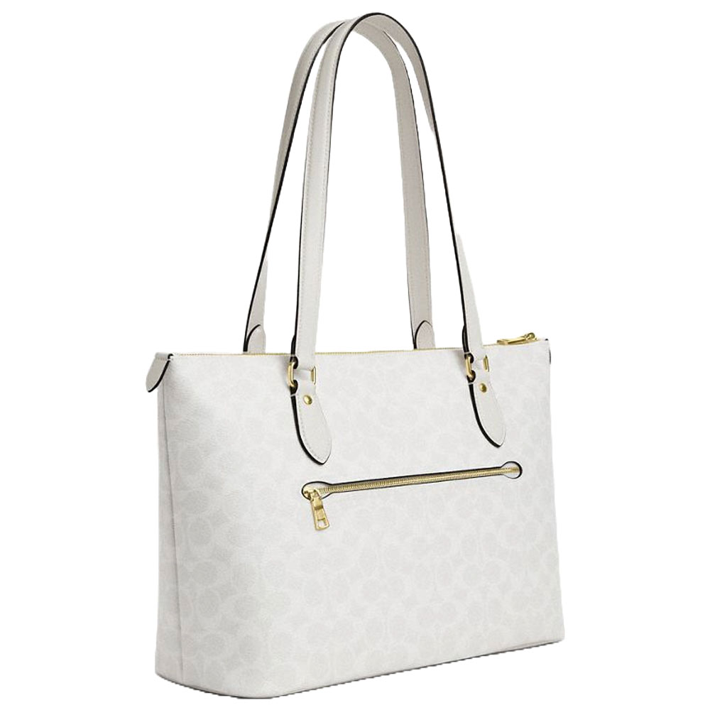 Coach Gallery Tote Bag In Signature Canvas White Chalk # CW381