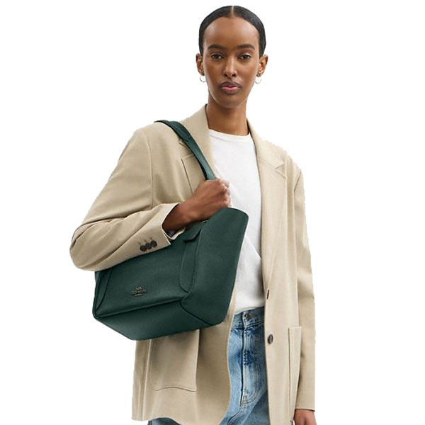 Coach Hadley Turnlock Tote Bag Gunmetal Dark Teal # CAL17