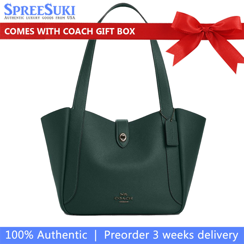 Coach Hadley Turnlock Tote Bag Gunmetal Dark Teal # CAL17