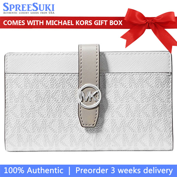 Michael Kors Greenwich Medium Signature Logo Wallet Optic White # 35S5SGRF8Y