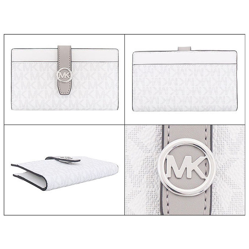 Michael Kors Greenwich Medium Signature Logo Wallet Optic White # 35S5SGRF8Y
