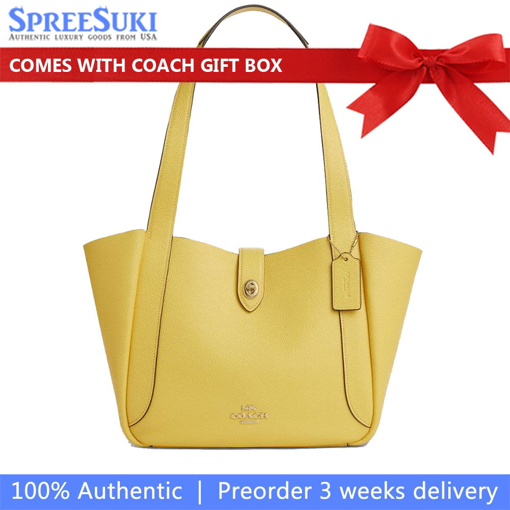 Coach Hadley Turnlock Tote Bag Yellow # CAL17