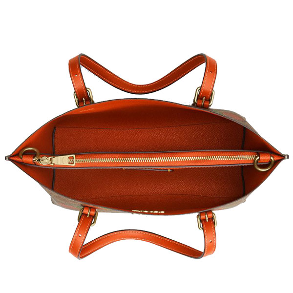 Coach Mollie Tote Bag 25 In Signature Canvas With Orange Print Tan Multi # CBB55