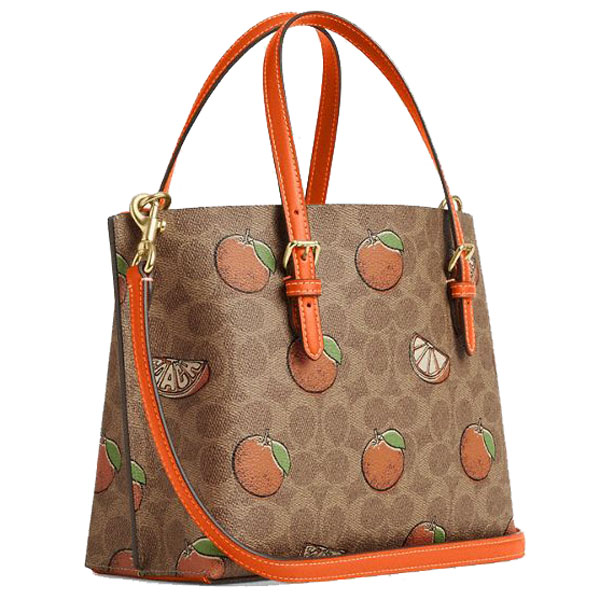 Coach Mollie Tote Bag 25 In Signature Canvas With Orange Print Tan Multi # CBB55