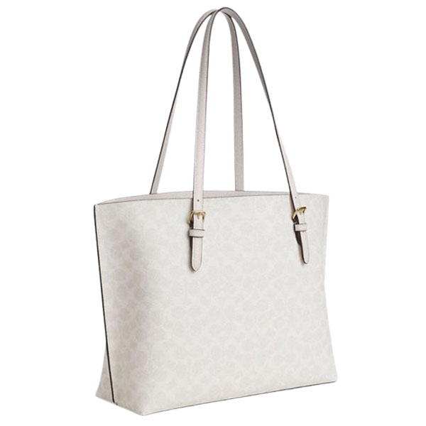 Coach Mollie Tote Bag In Signature Canvas White Chalk # CV967