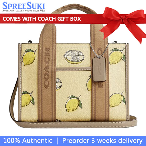 Coach Smith Tote Bag 24 With Lemon Print Silver Garden Glade Multi # CAR79