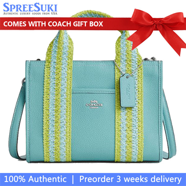 Coach Smith Tote Bag 24 Silver Light Turquoise Multi # CBG91
