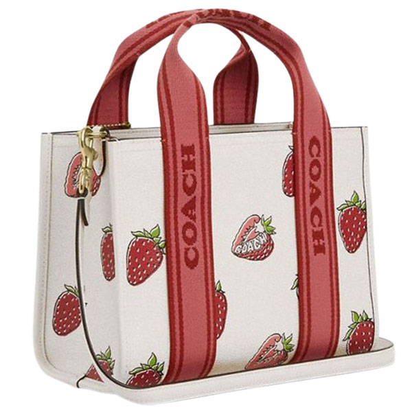Coach Smith Tote Bag 24 With Strawberry Print Chalk Multi # CAR80