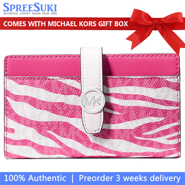 Michael Kors Greenwich Medium Zebra Signature Logo Wallet Dragonfruit # 35S5SGRF8I