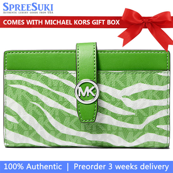 Michael Kors Greenwich Medium Zebra Signature Logo Wallet Jungle # 35S5SGRF8I