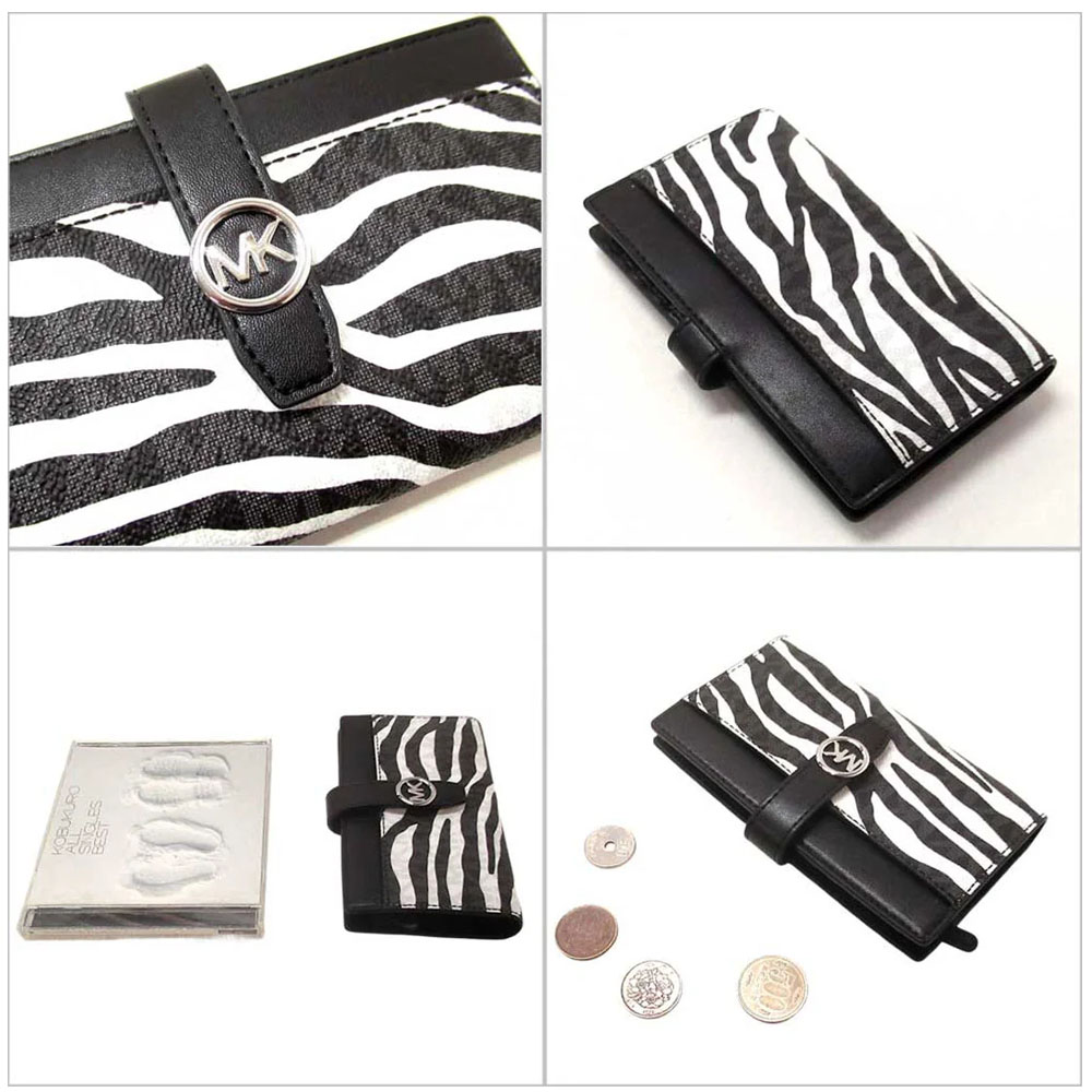 Michael Kors Greenwich Medium Zebra Signature Logo Wallet Black # 35S5SGRF8I