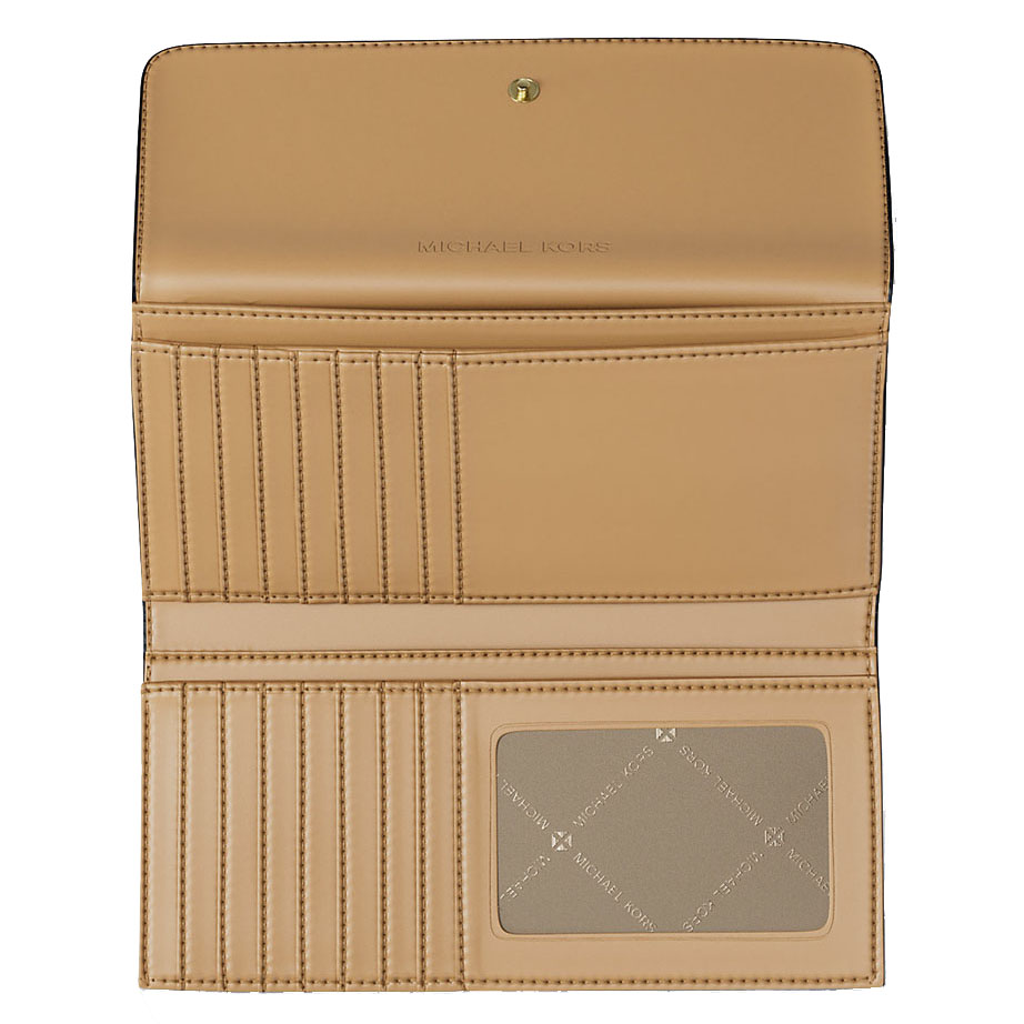 Michael Kors Jet Set Large Signature Logo Tri-Fold Wallet Pop Orange Multi # 35S5GTVF3B
