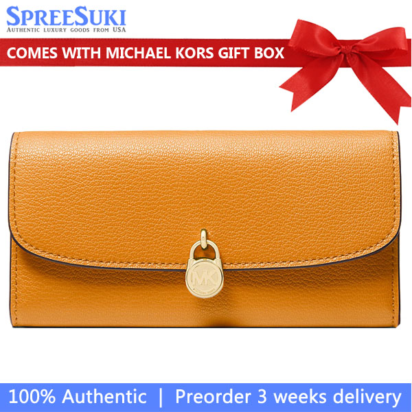 Michael Kors Hamilton Large Leather Continental Wallet Pop Orange Multi # 35S5GHME9L