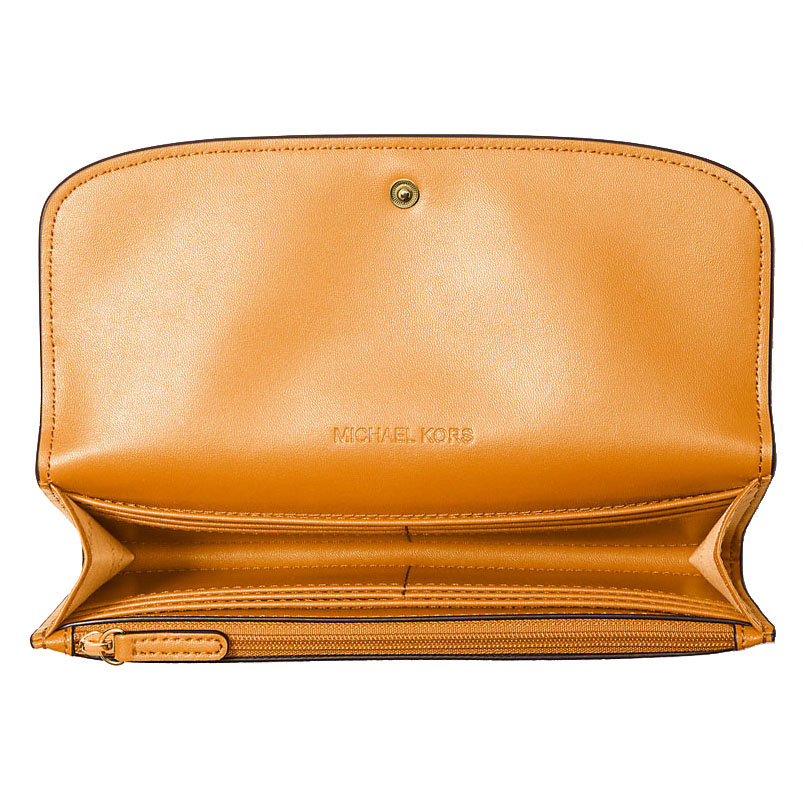 Michael Kors Hamilton Large Leather Continental Wallet Pop Orange Multi # 35S5GHME9L