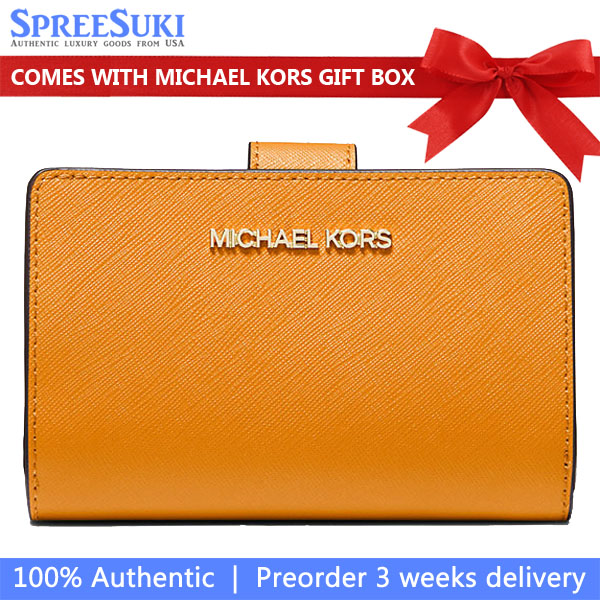 Michael Kors Medium Wallet Jet Set Travel Zip Coin Wallet Pop Orange # 35F7GTVF2L