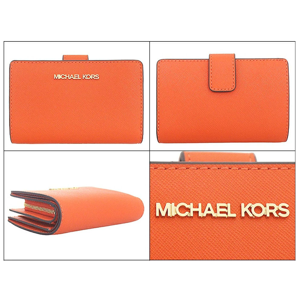 Michael Kors Medium Wallet Jet Set Travel Zip Coin Wallet Red Clay # 35F7GTVF2L