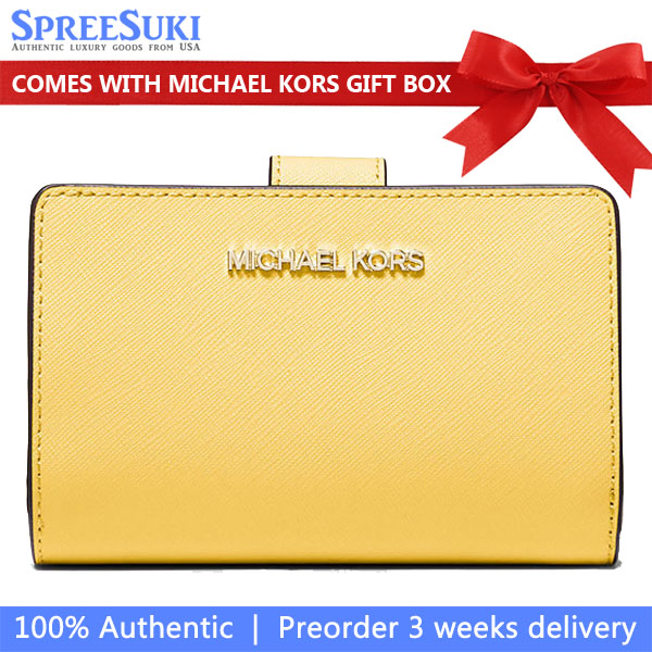 Michael Kors Medium Wallet Jet Set Travel Zip Coin Wallet Daisy Yellow # 35F7GTVF2L