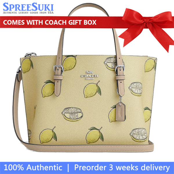 Coach Mollie Tote Bag 25 With Lemon Print Silver Garden Glade Multi # CAL78