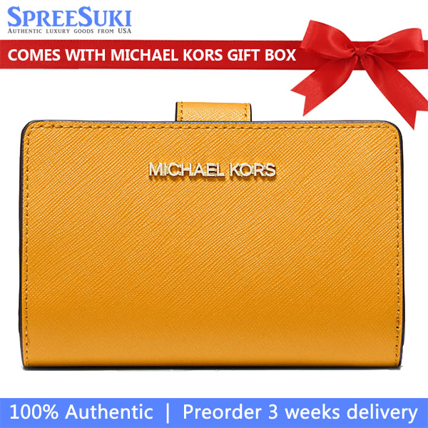 Michael Kors Medium Wallet Jet Set Travel Zip Coin Wallet Golden Rod # 35F7GTVF2L