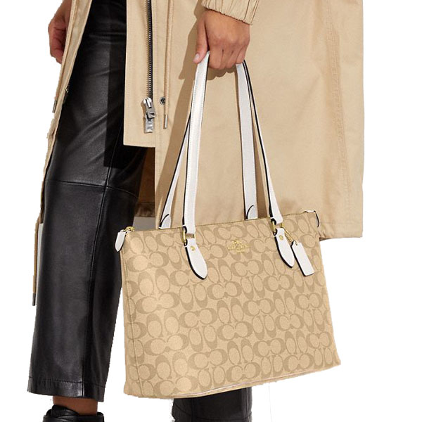 Coach Gallery Tote Bag In Signature Canvas Light Khaki Chalk # CS187