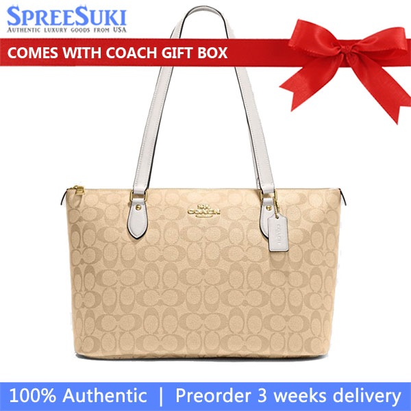 Coach Gallery Tote Bag In Signature Canvas Light Khaki Chalk # CS187