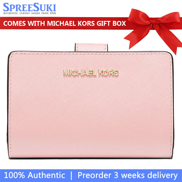 Michael Kors Medium Wallet Jet Set Travel Zip Coin Wallet Powder Blush # 35F7GTVF2L