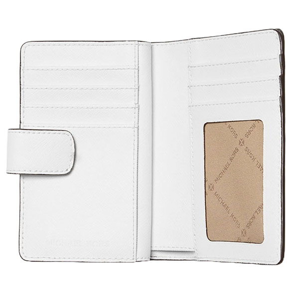 Michael Kors Medium Wallet Jet Set Travel Zip Coin Wallet Optic White # 35F7GTVF2L