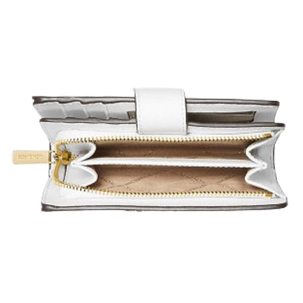 Michael Kors Medium Wallet Jet Set Travel Zip Coin Wallet Optic White # 35F7GTVF2L
