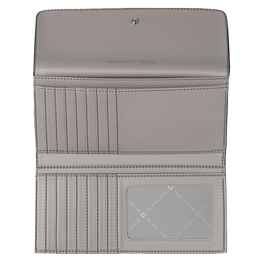 Michael Kors Jet Set Travenuel Signature Logo Tri-Fold Wallet Lt Sky Mlt # 35S5STVF3B