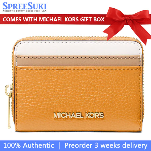 Michael Kors Jet Set Travenuel Medium Color-Block Wallet Pop Orange Multi # 35S4GTVD8L