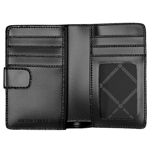 Michael Kors Jet Set Medium Two-Tone Logo Wallet Black Combo # 35F4GTVF6B