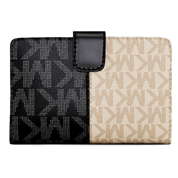 Michael Kors Jet Set Medium Two-Tone Logo Wallet Black Combo # 35F4GTVF6B