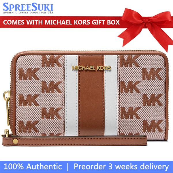 Michael Kors Jet Set Travenuel Large Striped Logo Jacquard Smartphone Wristlet Luggage # 35R5GTVE3J