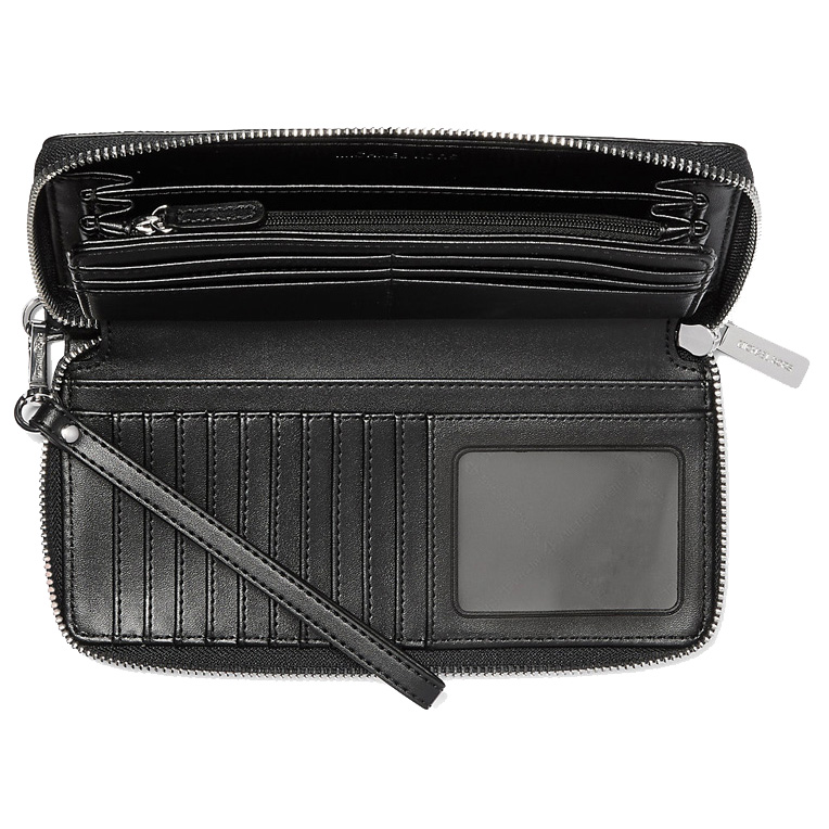 Michael Kors Jet Set Travenuel Large Signature Logo Continental Wallet Black # 35H8STVT3B