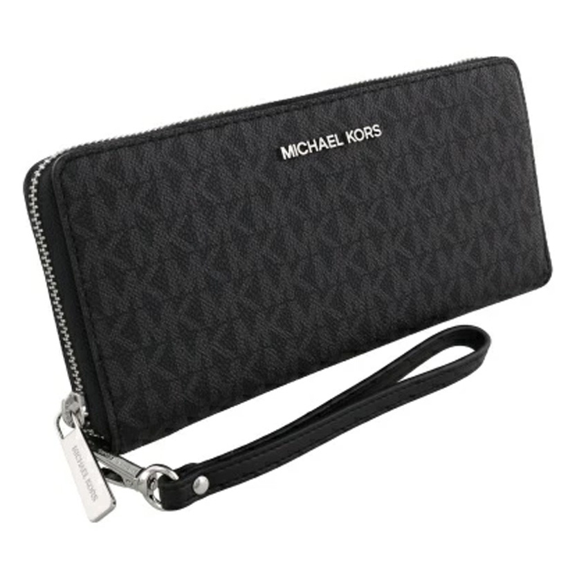 Michael Kors Jet Set Travenuel Large Signature Logo Continental Wallet Black # 35H8STVT3B