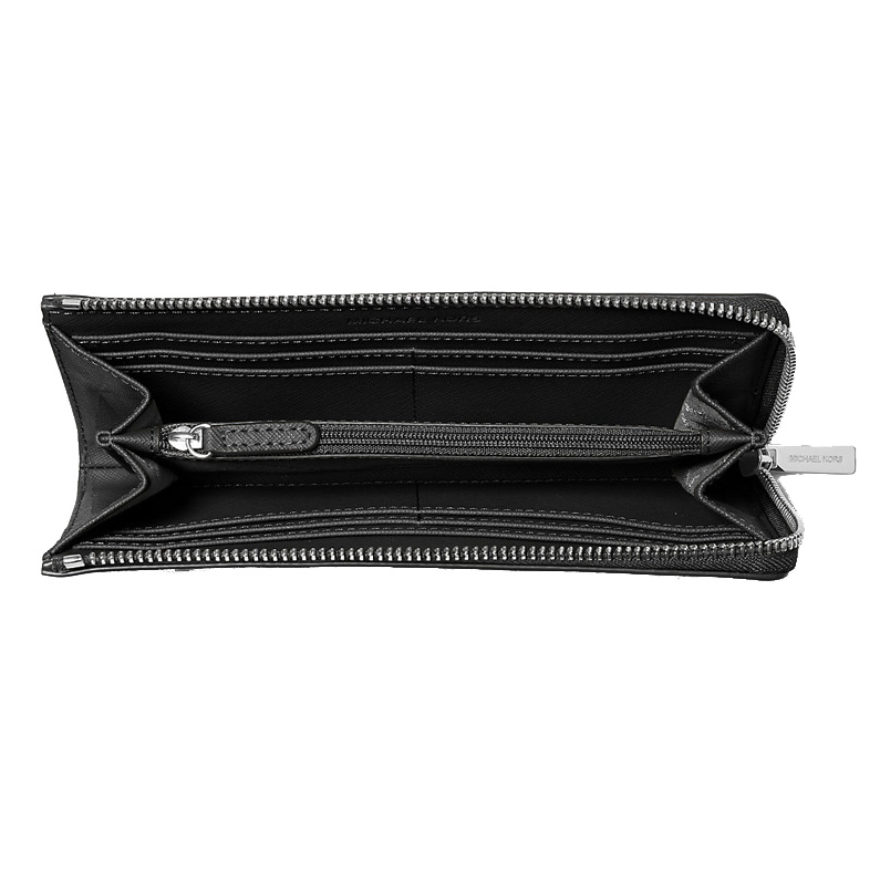 Michael Kors Jet Set Travenuel Large Saffiano Leather Quarter-Zip Wallet Navy # 35R4STVE3L