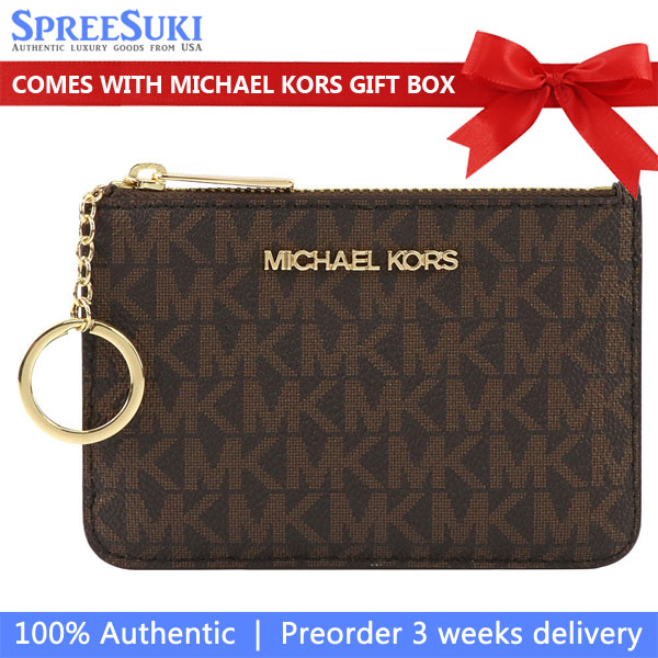Michael Kors Small Top Zip Coin Pouch With Id Card Holder Brown # 35H9GTVP1B