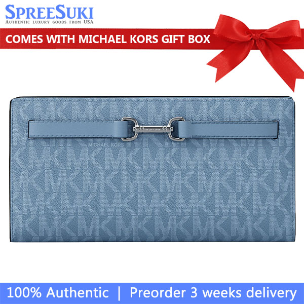 Michael Kors Carson Large Signature Logo Wallet Light Sky # 35S5S2ZE3V