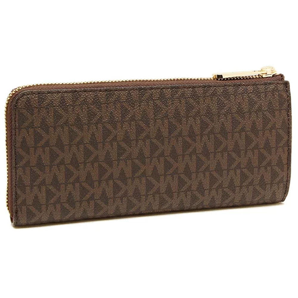 Michael Kors Jet Set Travenuel Large Logo Quarter-Zip Wallet Brown # 35F8GTVZ3B