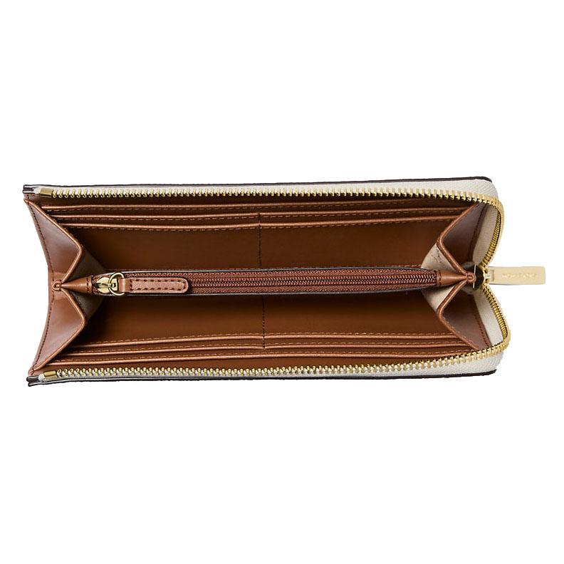 Michael Kors Jet Set Travenuel Large Logo Quarter-Zip Wallet Vanilla # 35F8GTVZ3B