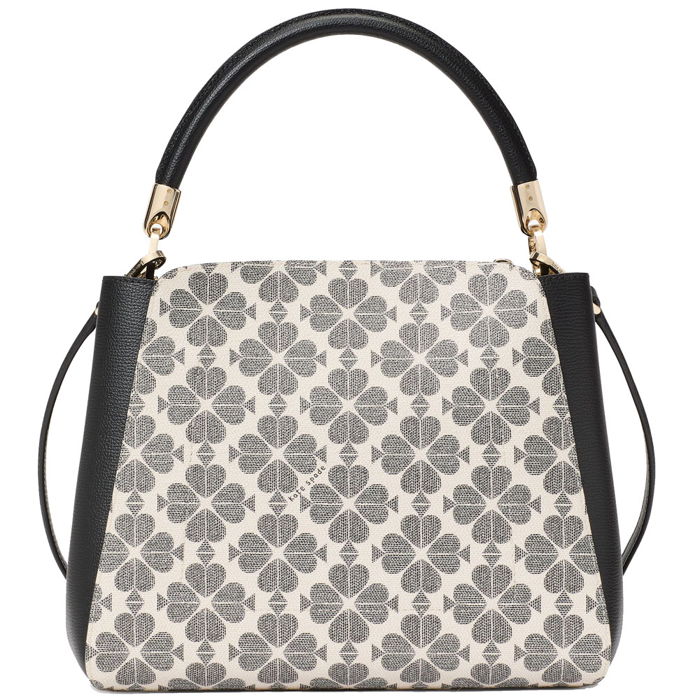 Kate Spade Spade Flower Pvc Medium Top Handle Satchel Black Multi # KK998