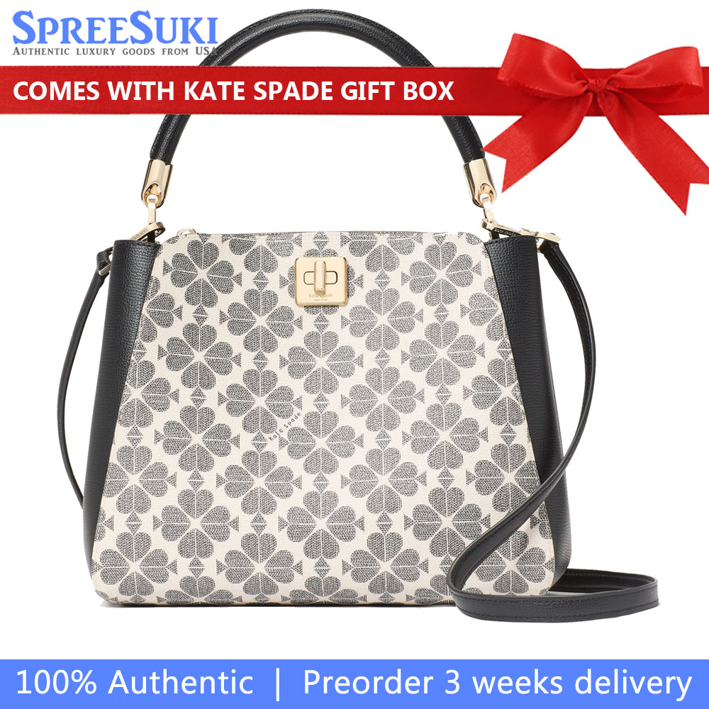 Kate Spade Spade Flower Pvc Medium Top Handle Satchel Black Multi # KK998
